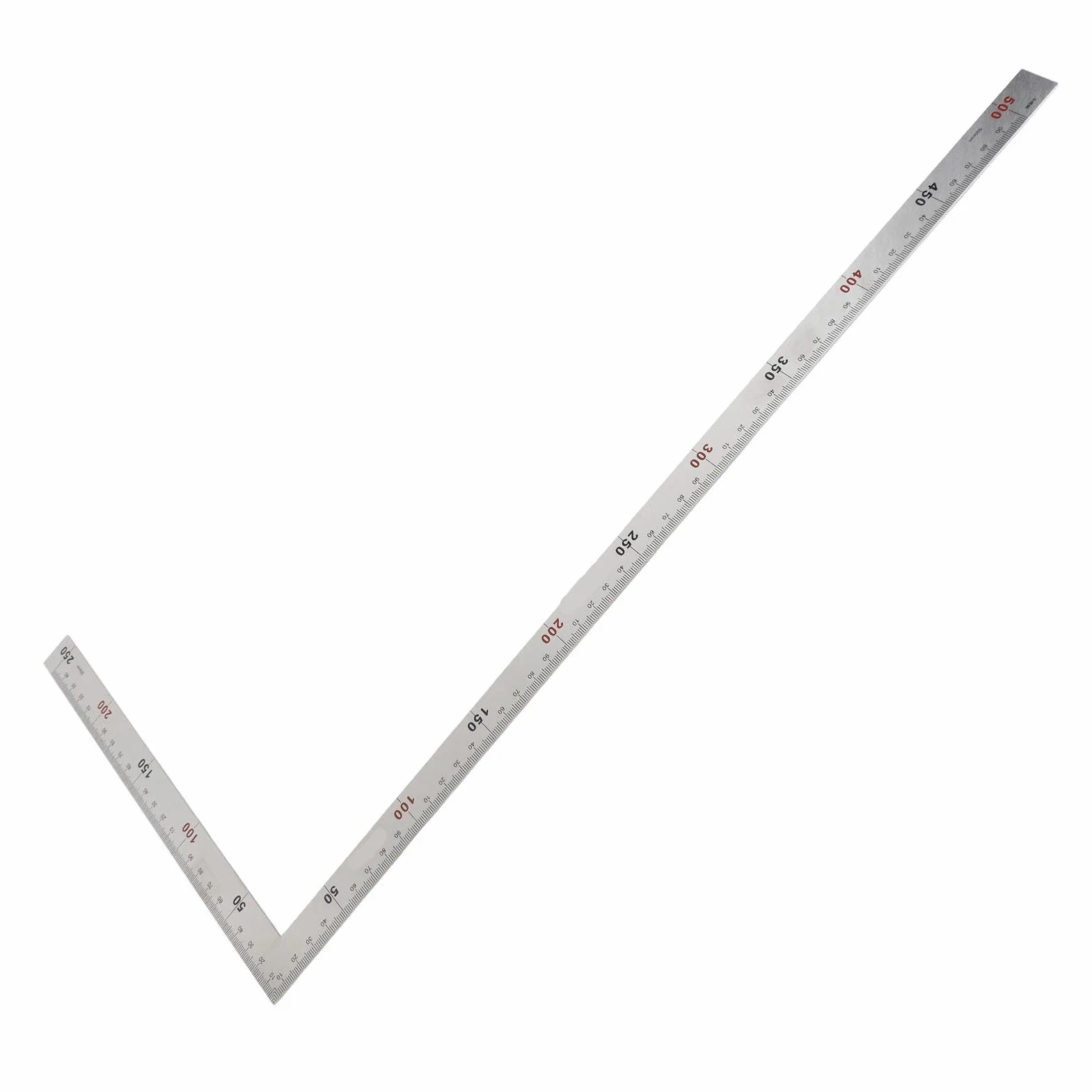 Oumefar Kadrowanie Kwadrat, Stal Nierdzewna 90 Stopni Linijka Kątowa Pomiar Kwadratowe Narzędzie Stolarz Kwadratowy, Metalowy Kształt Litery L Kwadratowa Linijka(500mm*250mm)