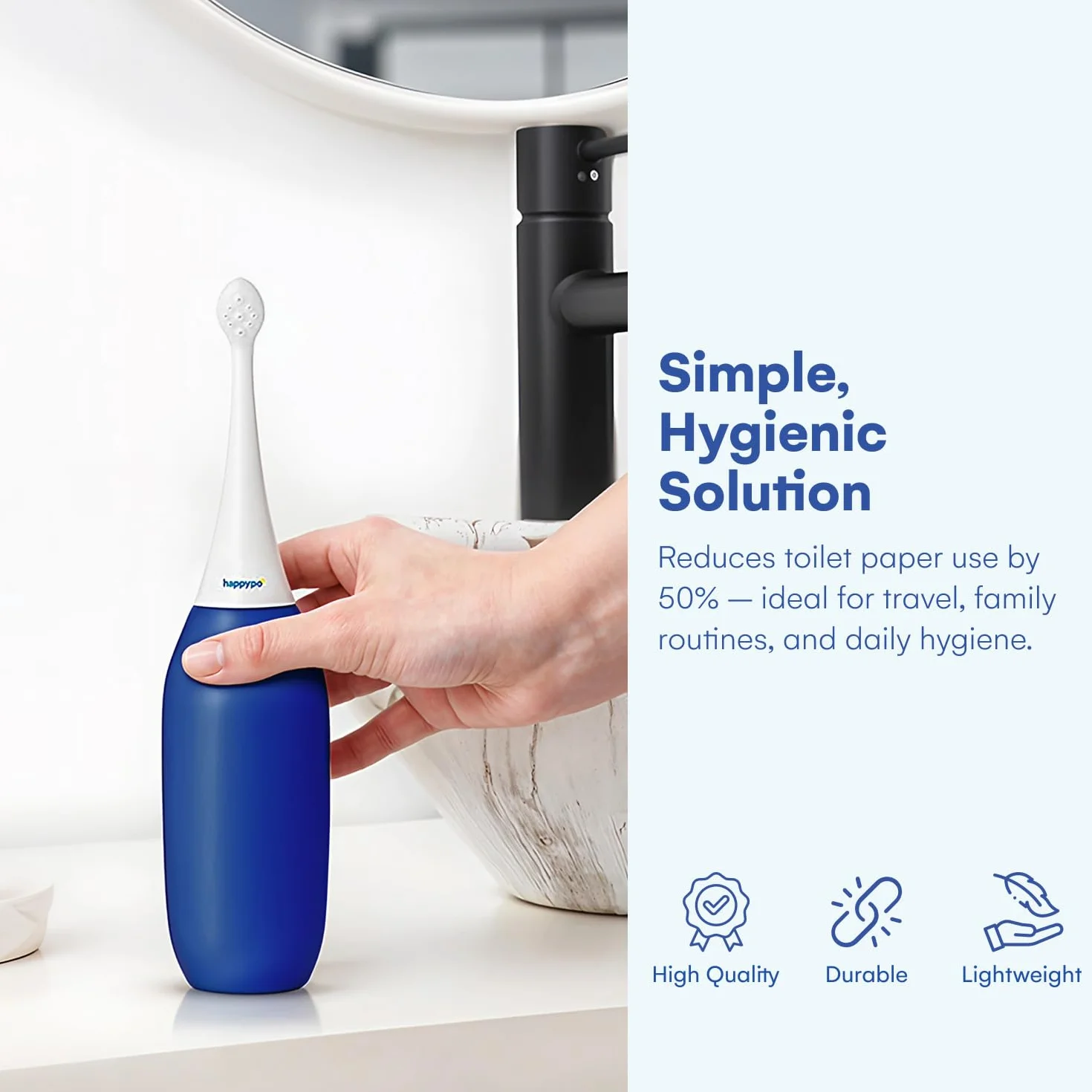 Happy Po prysznic 2.0 | bidet Easy | mobilny bidet podróżny | prysznic do miejsc intymnych | ciemnoniebieski