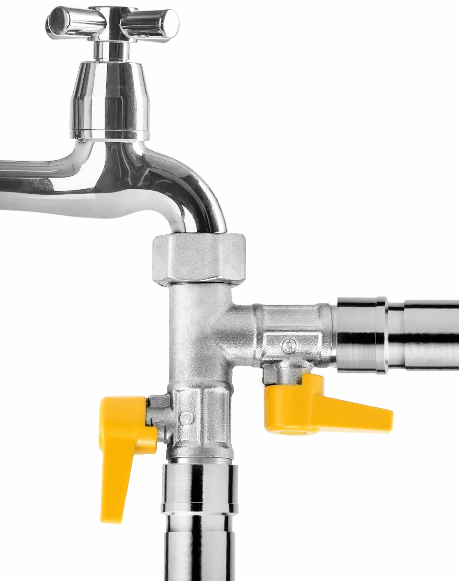 QWORK® 3 drogowy zawór przełączający, zawór adaptera G1/2" T, z zaworem odcinającym, mosiądz, odpowiedni do kuchni, łazienek