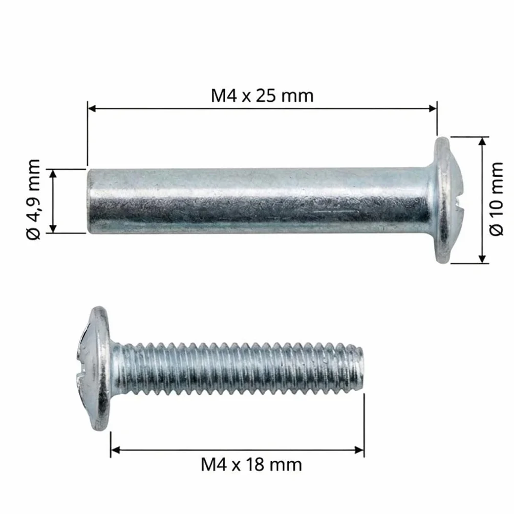 Zestaw śrub łączących do IKEA PAX, BILLY, VITVAL & INLÄGG – M4 łącznik meblowy z ocynkowanej stali, zamiennik do 100402 & 100644
