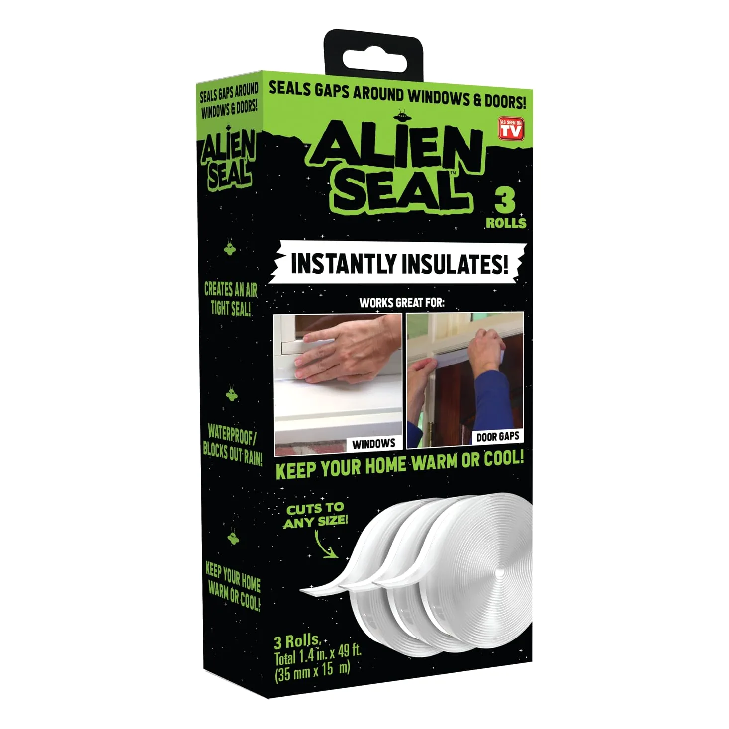 ALIEN DRAFT SEAL taśma klejąca natychmiast izoluje przeciągi, zestaw 3 rolek