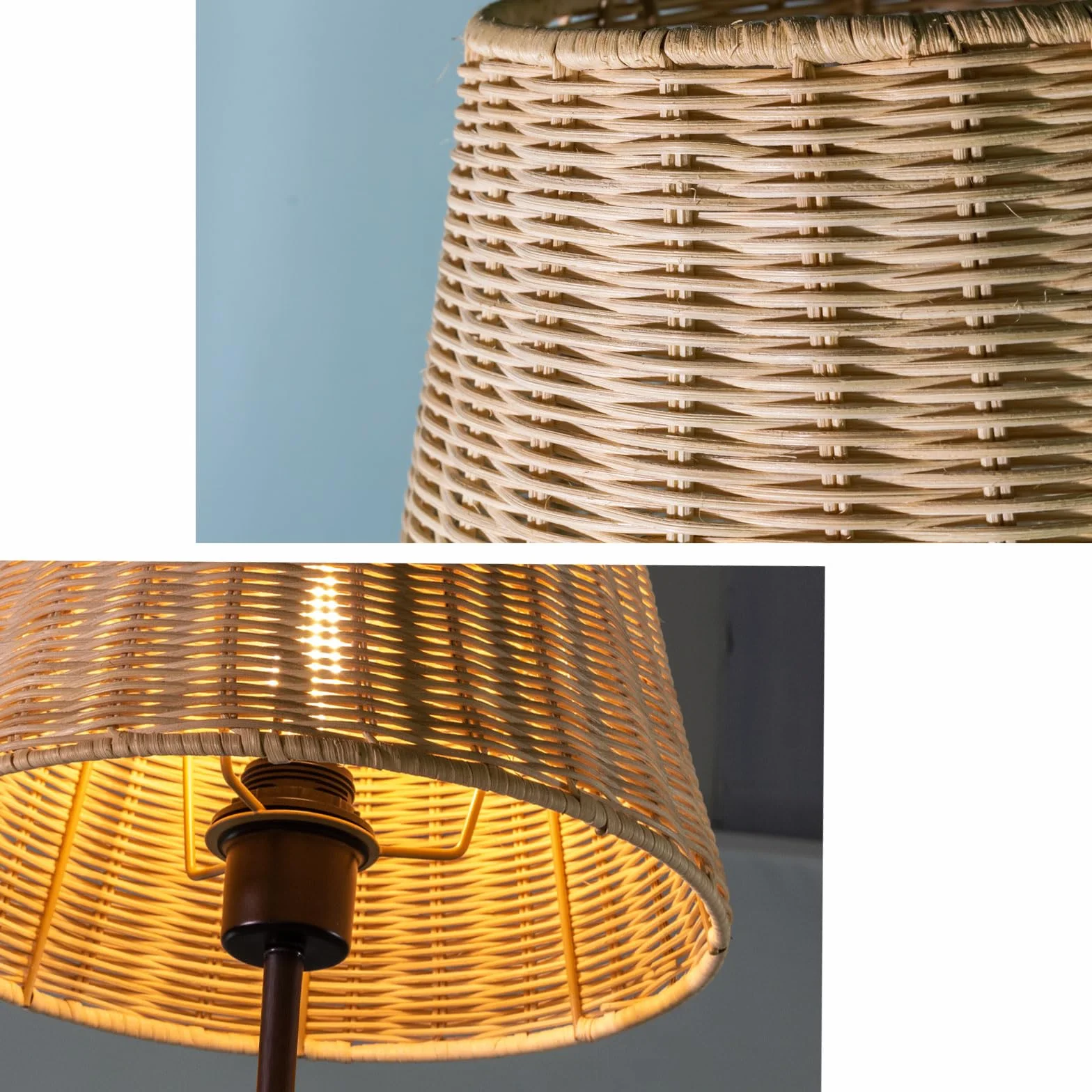 Rattan Klosz lampowy, ręcznie pleciony, stożkowa forma, wszechstronny do zastosowania w lampach sufitowych, wiszących, ściennych i stołowych (1, naturalny kolor rattanu)
