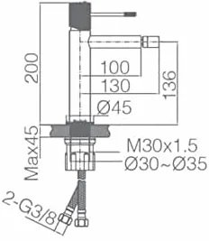 IMEX bateria bidetowa ze szczotkowanego złota, Mikser Jednoczesny z serii Line BDD038-2OC