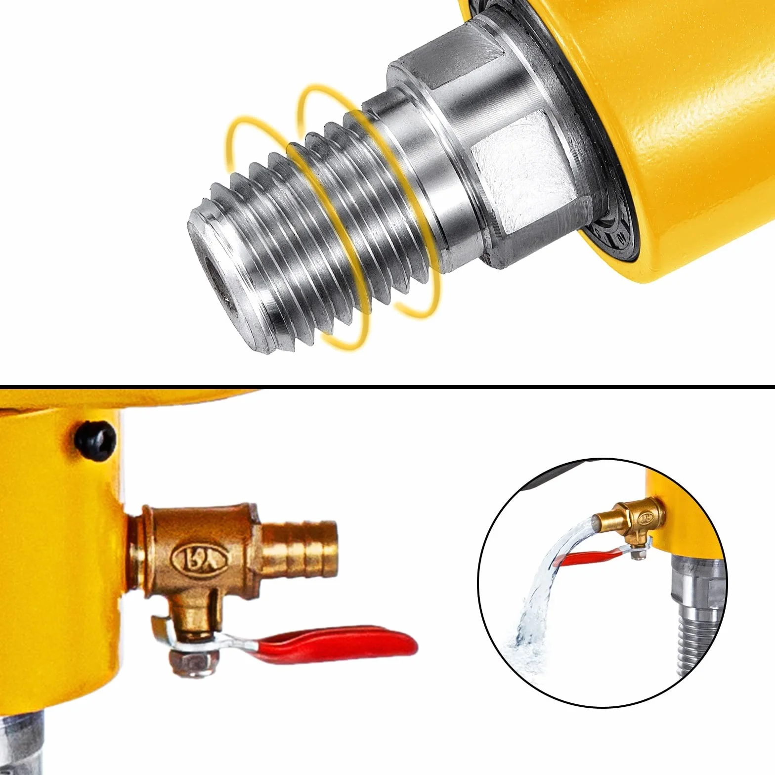 Wiertnica diamentowa 205 mm, 3980 W, ręczna wiertarka do betonu na mokro i sucho, z wiertłami i kluczem do montażu rur. Ergonomiczny uchwyt.