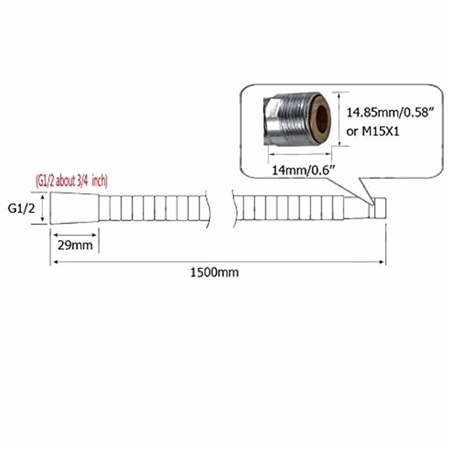 Elastyczny wąż do kranu kuchennego 150, 180, 200, 300 cm, nylonowa rura zastępcza do wyciąganej baterii zlewozmywakowej 15 mm (czarny 150 cm)