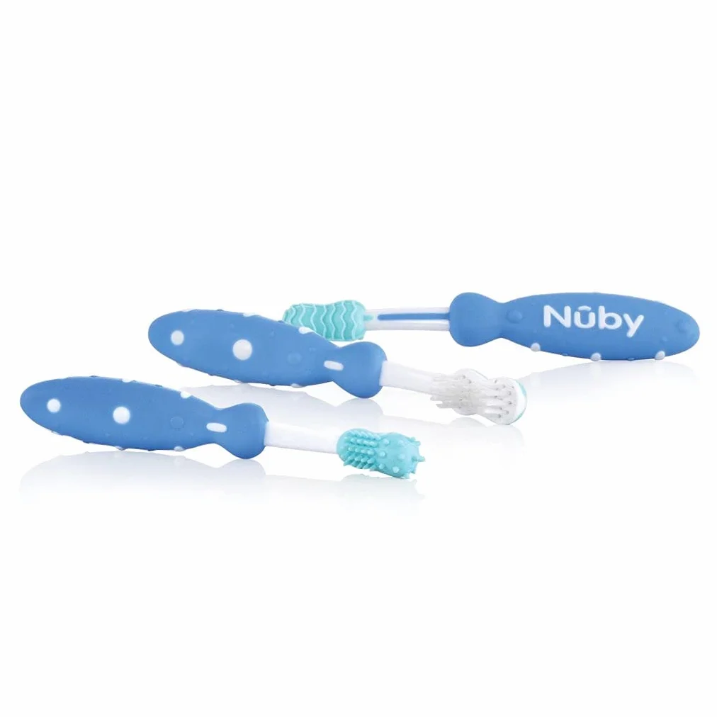 Nuby ID754 3-częściowy zestaw szczoteczek do zębów (kolor mogą się różnić)