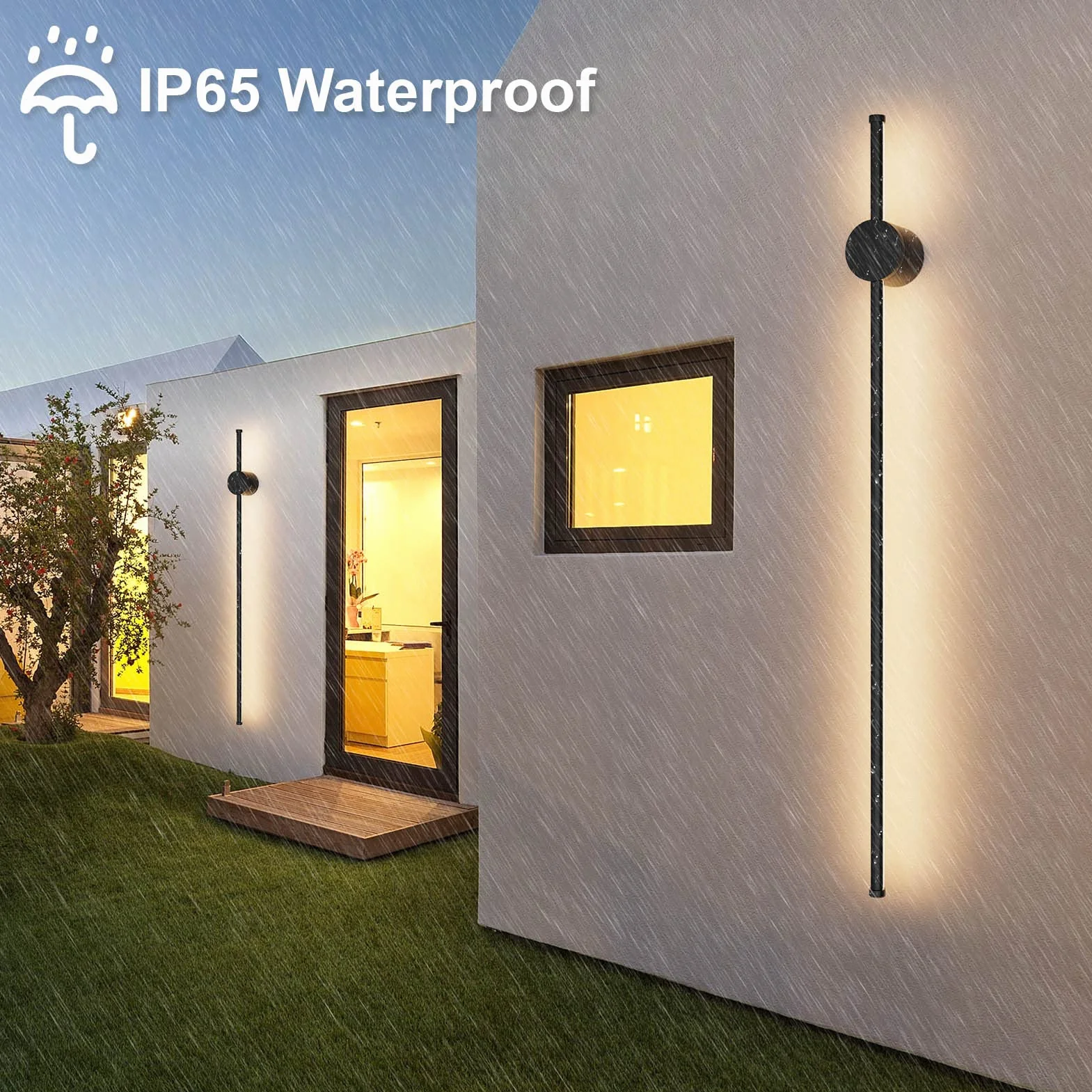 Klighten Kinkiet LED do wnętrz, nowoczesny kinkiet 97 cm/28 W, IP65, ciepła biel 3000 K, czarny