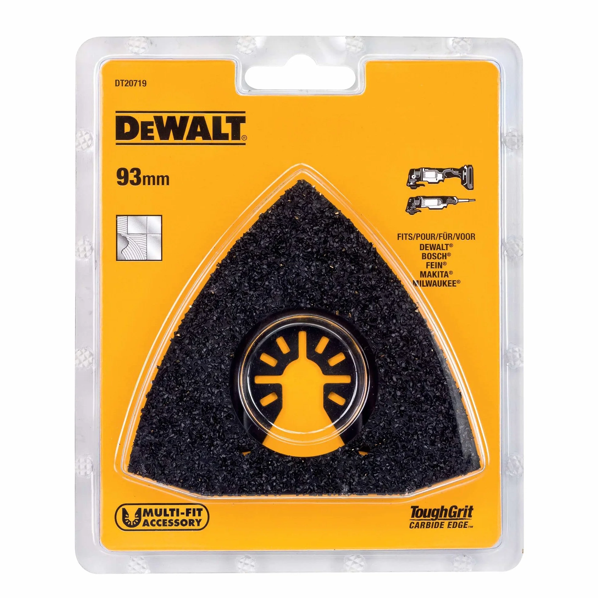 DeWalt Zębatka z twardego metalu (akcesoria wielofunkcyjne do grubego szlifowania kleju do płytek, betonu i drewna, zoptymalizowane ziarno z twardego metalu do efektywnego usuwania materiałów) DT20719
