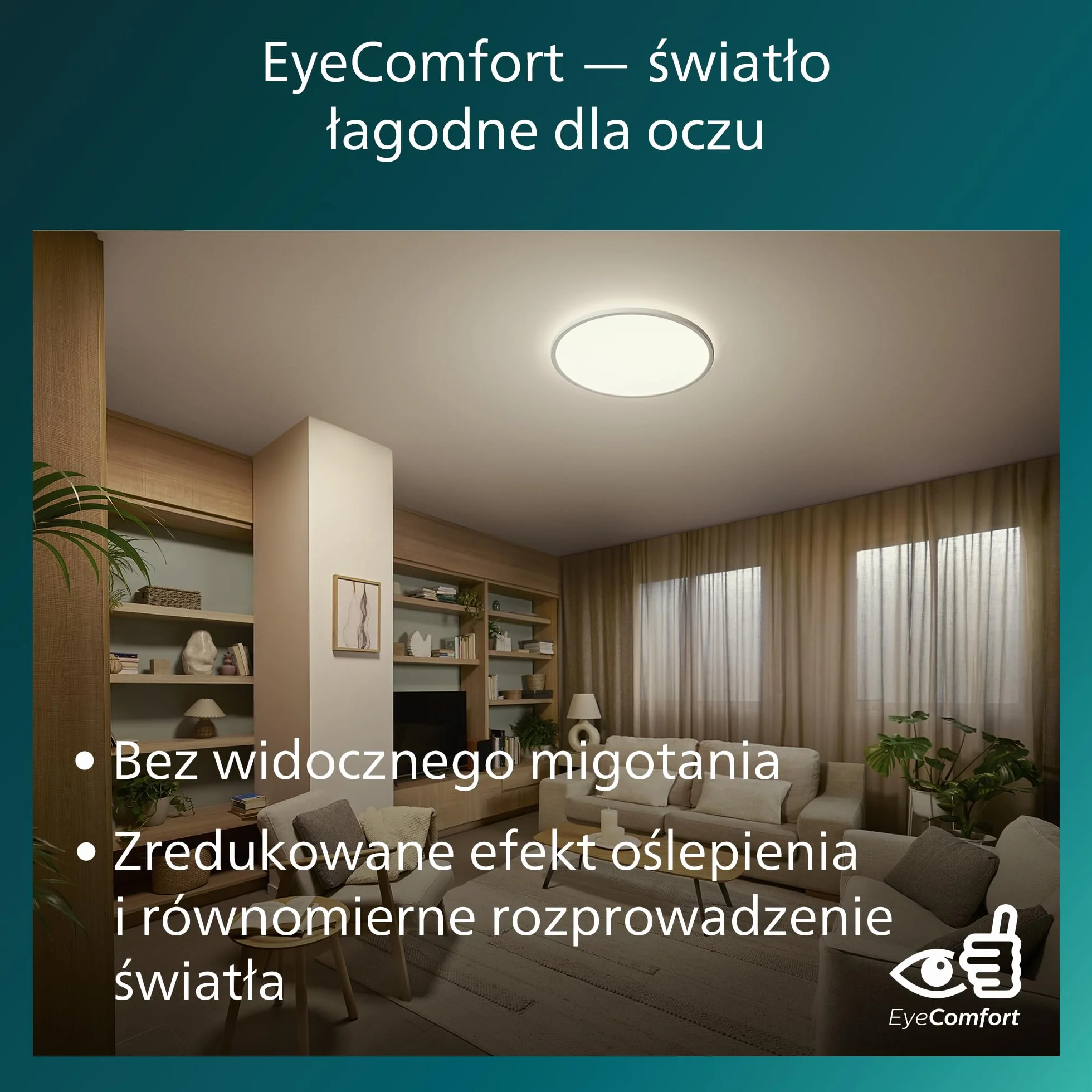Philips Superslim oprawa sufitowa z pilotem 5 scen świetlnych przyciemnianie 1% 22 W okrągła biała