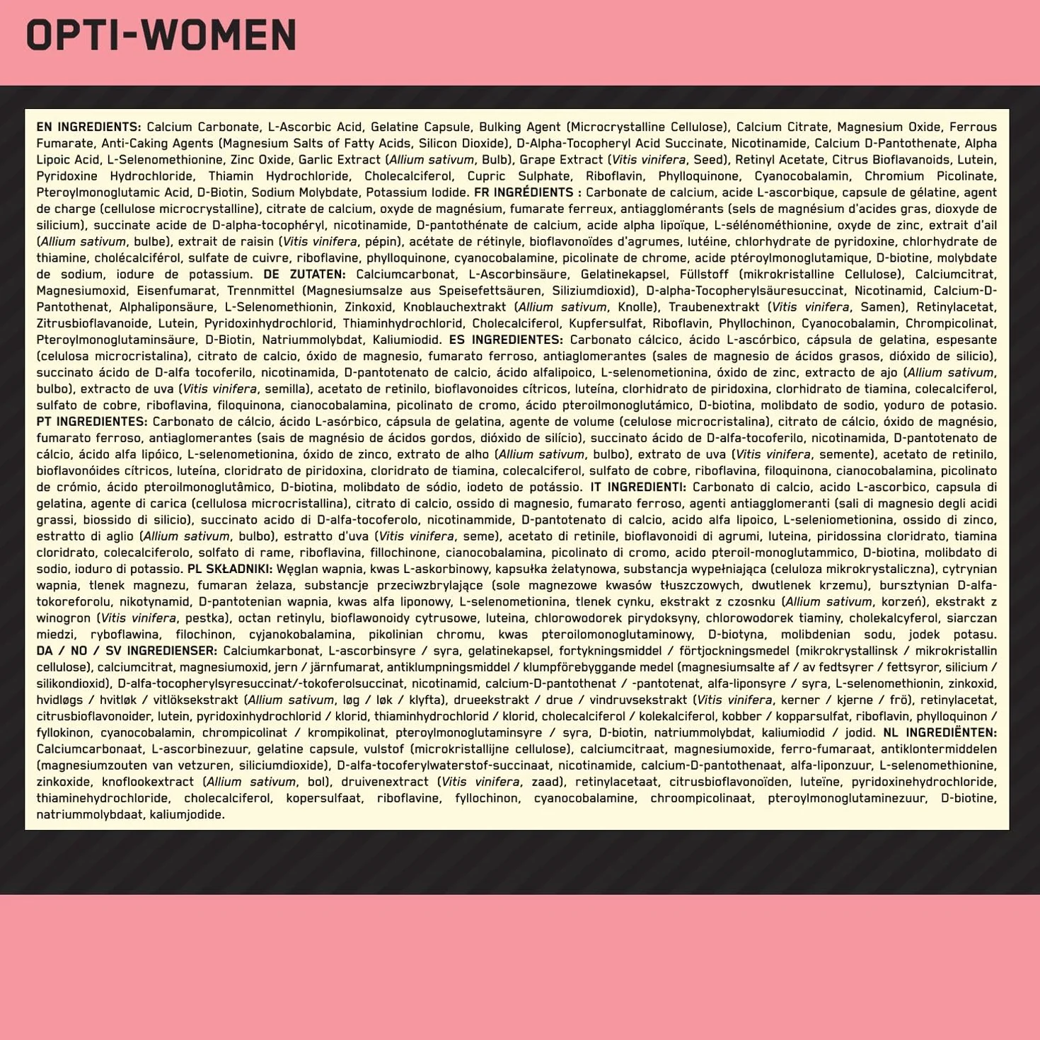 Opti-Women Multi-Vitamin Optimum Nutrition suplement dla kobiet 60 porcji 120 kapsułek