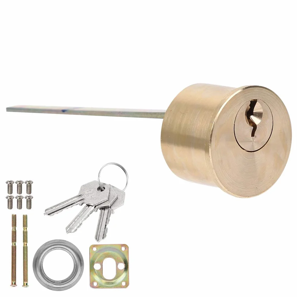 Zestaw cylindryczny zamka, miedziany zamek bezpieczeństwa, zamek mechaniczny 30 mm/1,3 cala, okrągły zamek cylindryczny z 3 kluczami, do żelaznych drewnianych drzwi bezpieczeństwa szafki