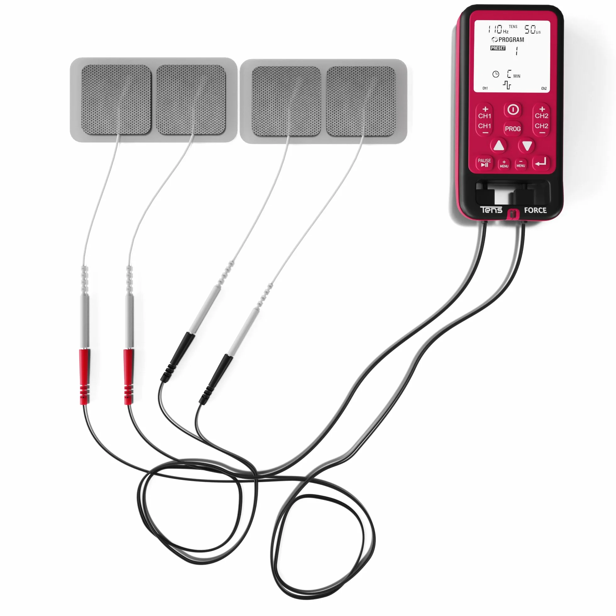 Tens Force Profesjonalny elektrostymulator EMS, fizjoterapia i rehabilitacja mięśni, rwa kulszowa zapalenie powięzi podeszwowej ból mięśni ból stawu kolanowego - 18 trybów