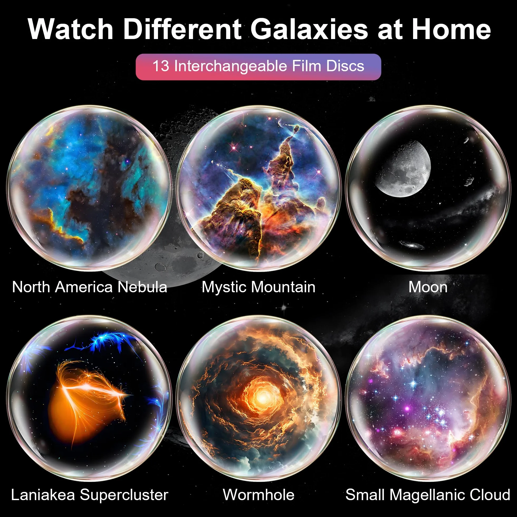 Macchiatto Projektor planetarium z motywem gwiezdnego nieba, 12 płyt projekcyjnych, regulacja obrotu 360°, na sufit