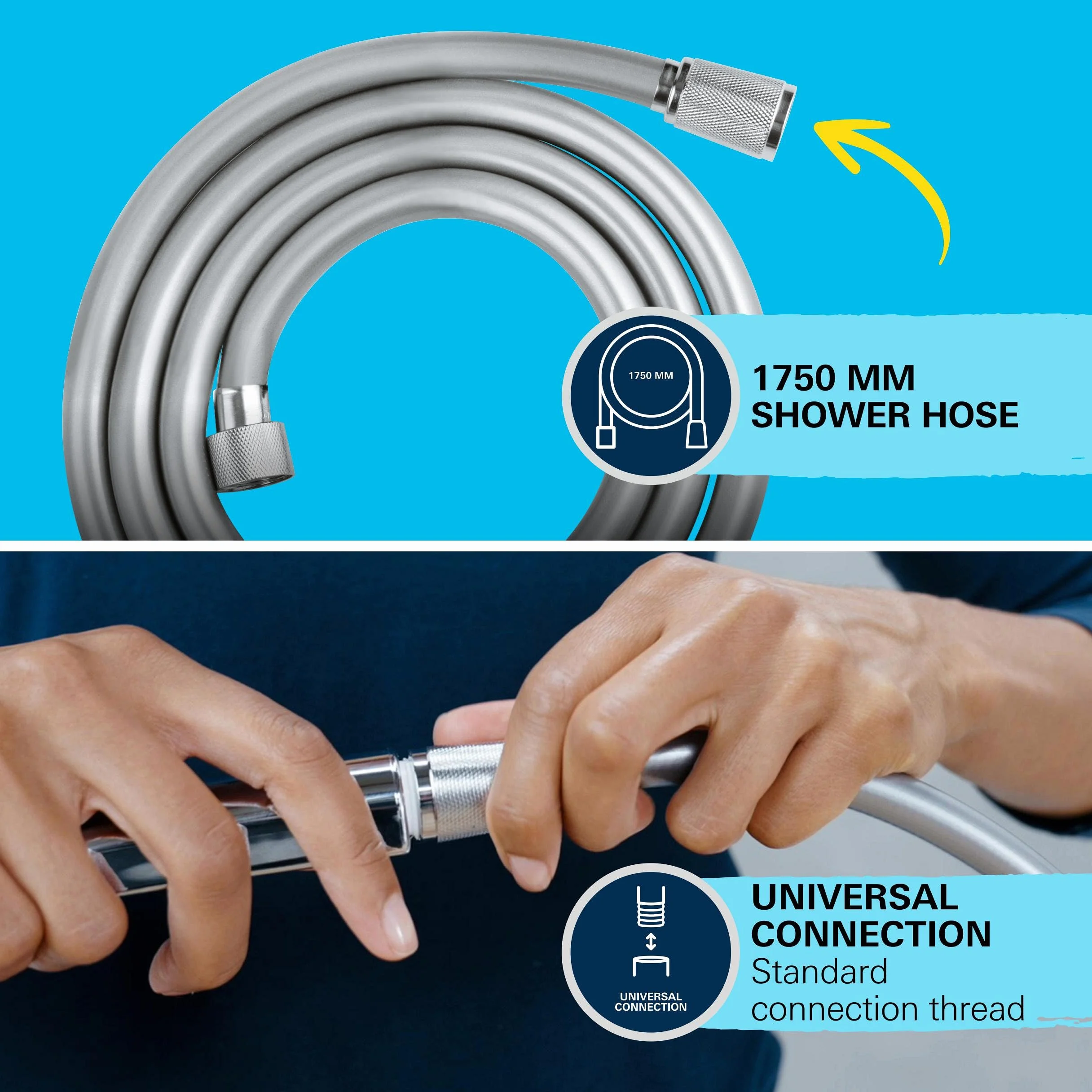 GROHE Vitalio Comfort 110 zestaw uchwytów ściennych (oszczędność wody, słuchawka prysznicowa, 2 rodzaje strumienia, wąż prysznicowy 1.750, uchwyt prysznicowy, wiercenie lub klejenie), chrom, 26399001