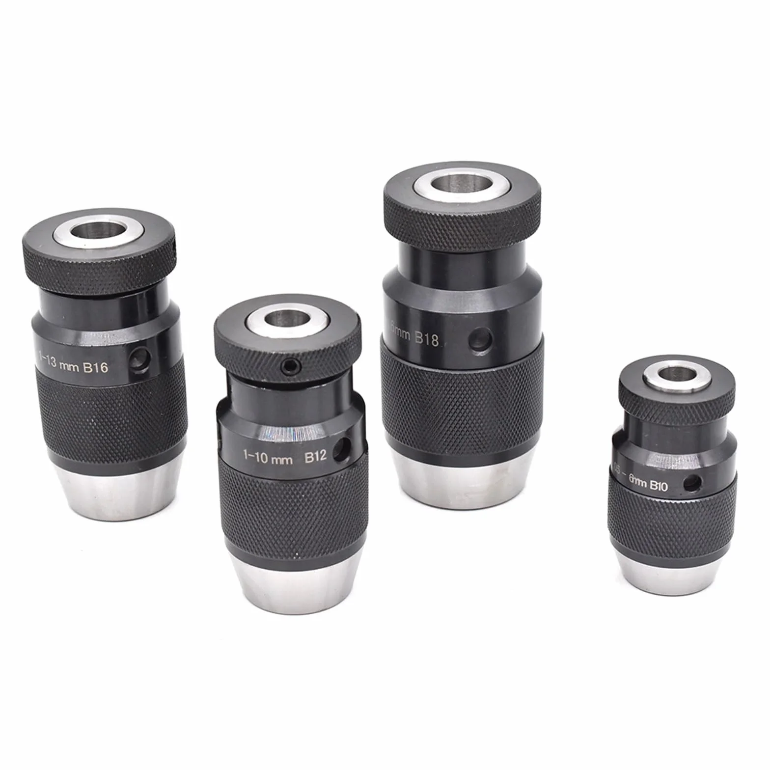1 sztuk wkład B18 B22 automatyczny uchwyt wiertarski B10 B12 B16 uchwyt wiertarski samozaciskowy uchwyt gwintowany bezkluczykowy do wiertarki (Color : B10(0.5MM-6MM))