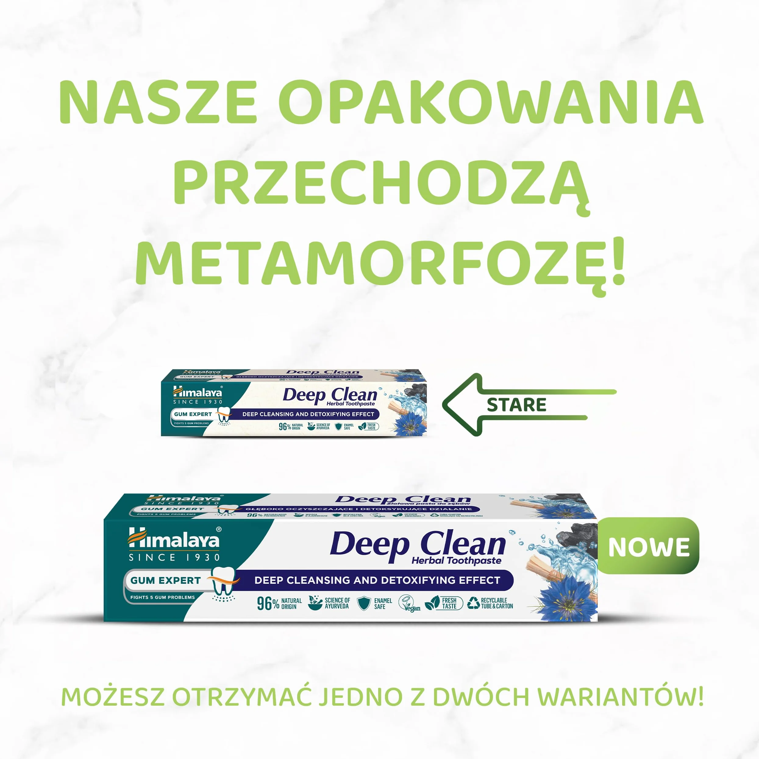Himalaya Deep Clean Ziołowa Pasta do Zębów 75ml – Głęboko Oczyszczająca, 96% Składników Naturalnego Pochodzenia, Bez Fluoru, Technologia Enzymów Roślinnych, Z Miswakiem i Olejem z Czarnuszki