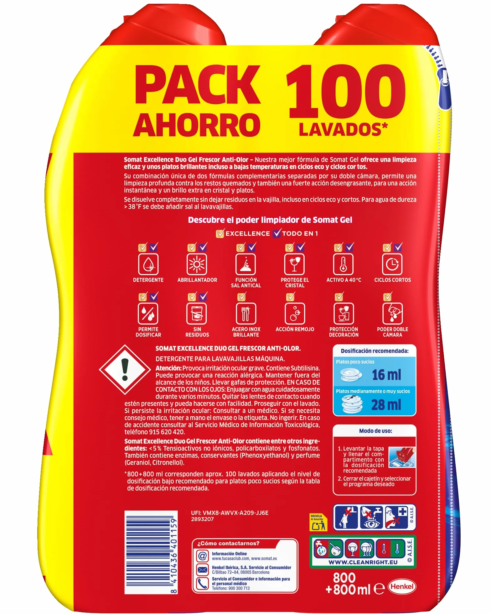 Somat Oro Żel do Zmywarek, 2 x 900 ml