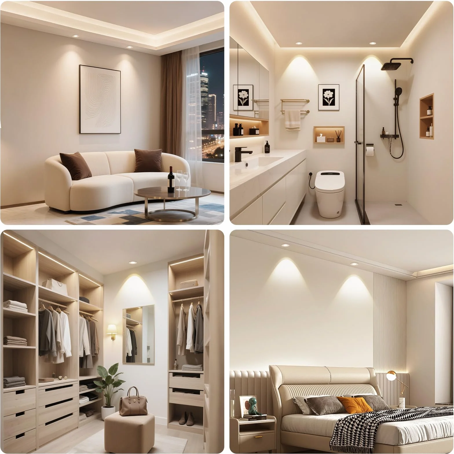 YindaLux Reflektor LED do zabudowy, 230 V, możliwość ściemniania, 5 W, reflektory sufitowe, 4000 K, płaskie, ultra cienkie, IP65, oświetlenie sufitowe, 68 mm, wymiary otworów, do łazienki, kuchni