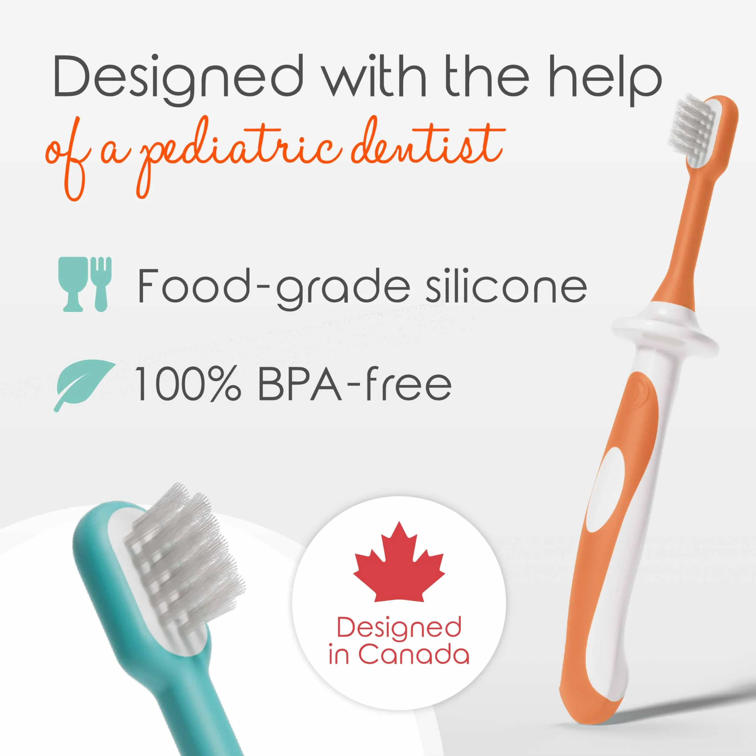 Cherish Baby Care Zestaw szczoteczek dla dzieci (4 sztuki) - szczoteczka dla dzieci w wieku 1 roku, nie zawiera BPA, zaprojektowana przez dentystę dziecięcą, silikonowa szczoteczka do zębów dla