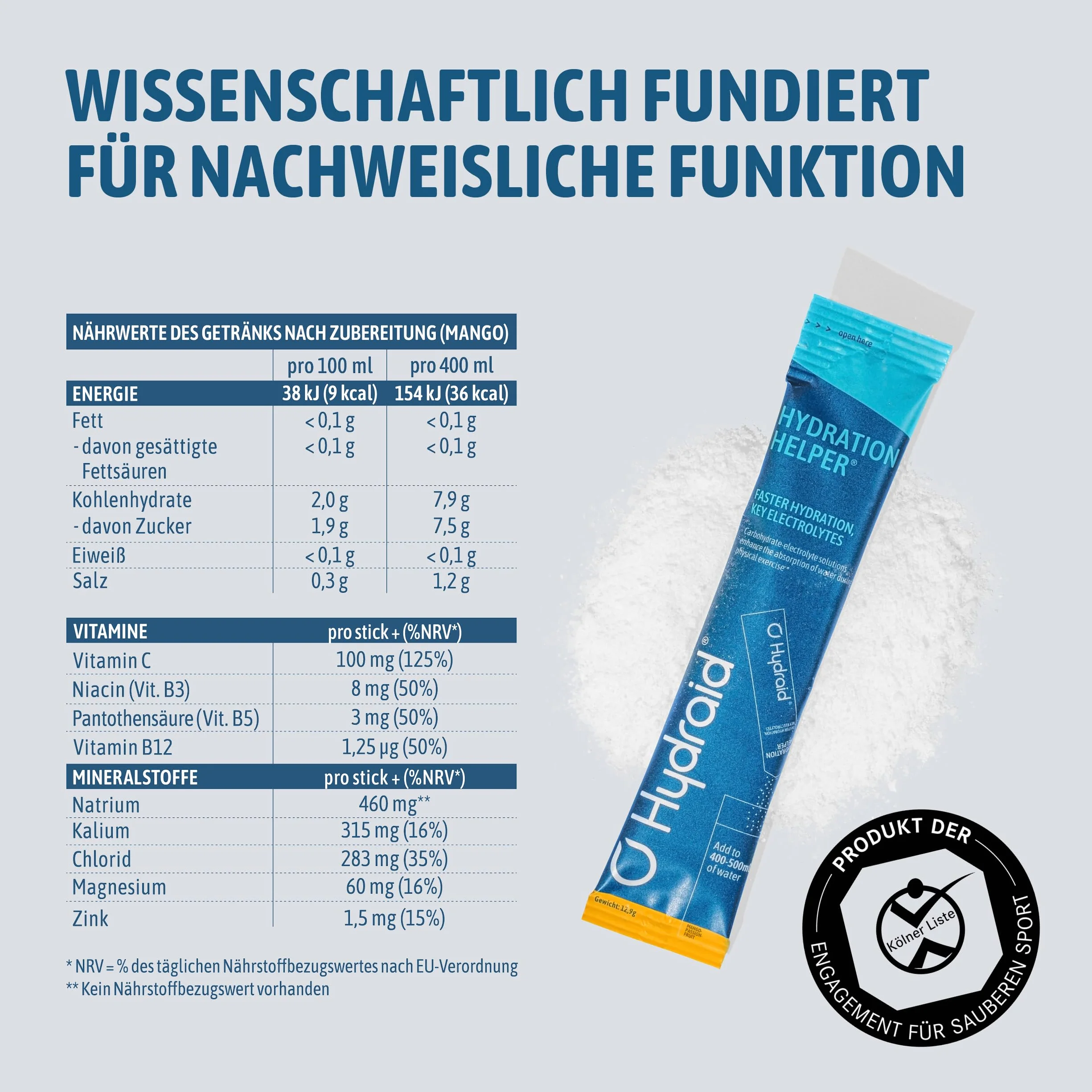 Hydraid Hydration Helper Electrolytes Powder Rapid Rehydration Recovery 25 saszetek Mango-Marakuja