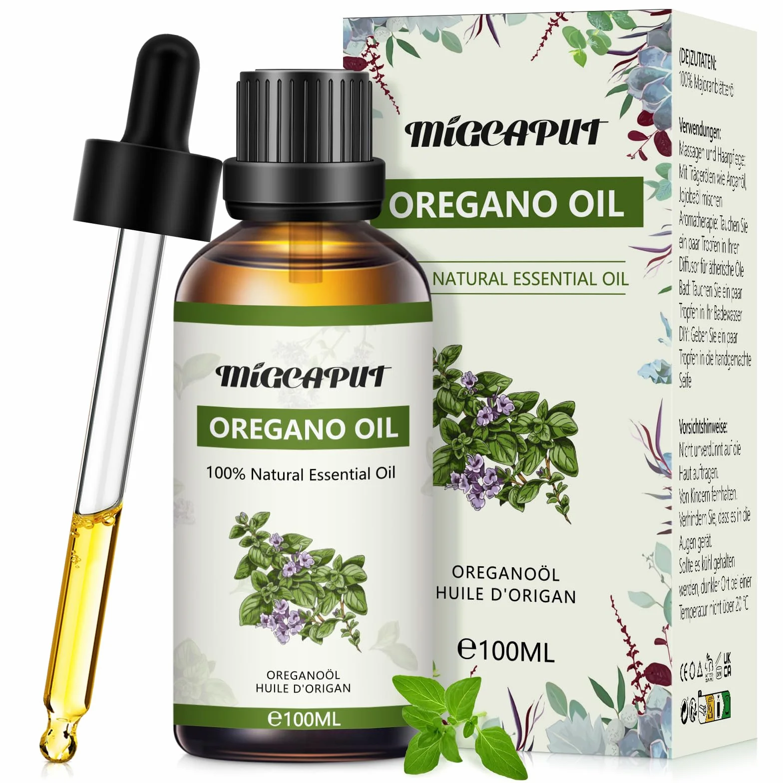 MIGCAPUT Olejek Eteryczny z Oregano 100ML Naturalny Aromaterapeutyczny do Dyfuzora SPA Masażu