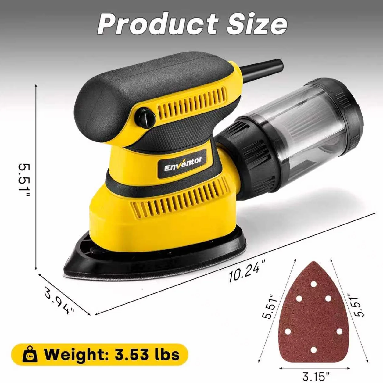 Enventor Szlifierka do myszy 210 W, szlifierka do drewna z prędkością 15000 obr./min, 16 sztuk szlifierki szlifierskiej (80, 120, 180, 240 Grit), z pudełkiem na kurz, szlifierki Delta elektryczne do