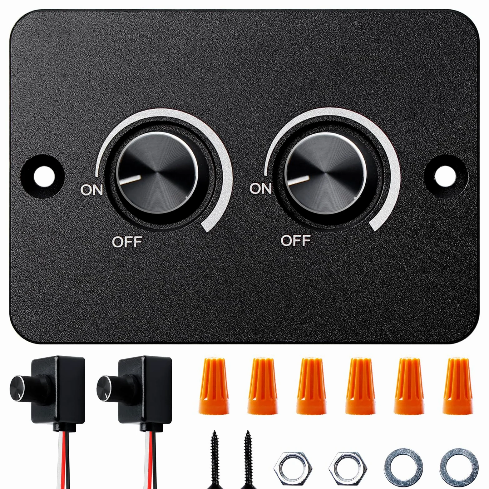 Ściemniacz i przełącznik LED DC 12 V 12-24 V, 5 A, podwójny przełącznik, obrotowy włącznik światła RV, 3 przewody do lamp LED, łodzi, ciężarówek, kamperów, przyczep kempingowych