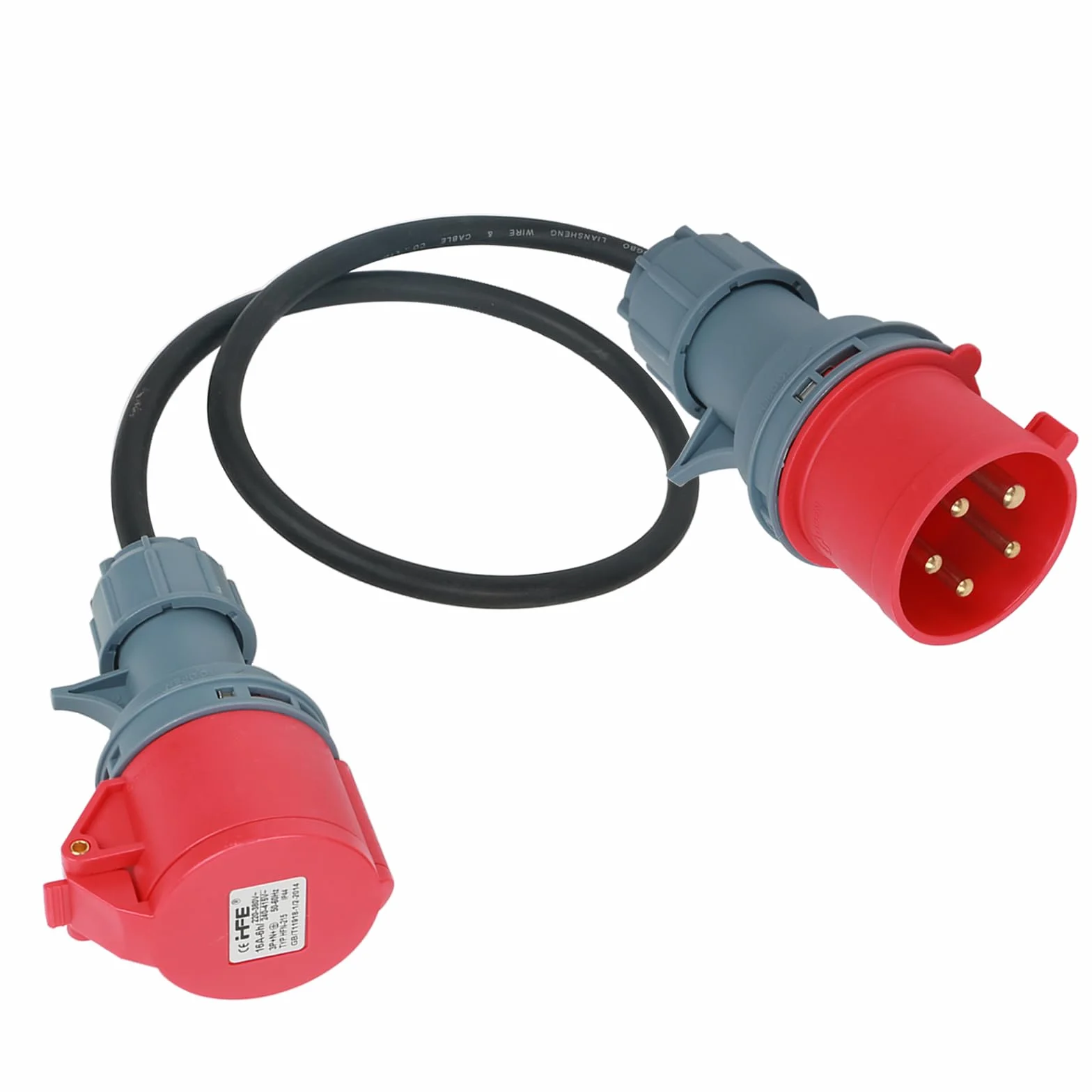 CEE adapter 32 A na 16 A, sprzęgło 5-biegunowe, 5 x 2,5 mm² wąż gumowy, kabel przyłączeniowy, złącze Schuko IP44 (5-biegunowy)
