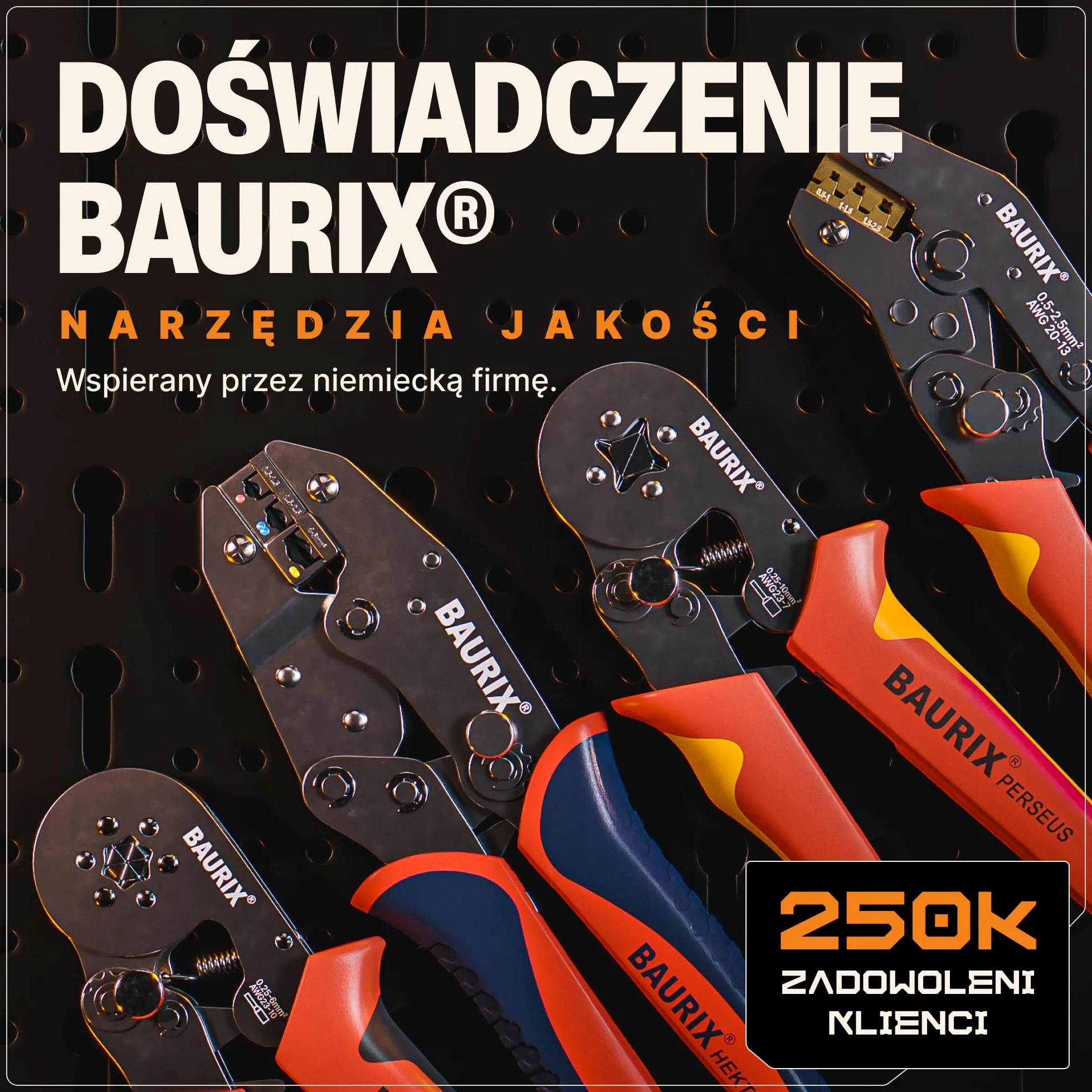 BAURIX Zestaw Szczypiec do Zaciskania 0,50-2,50mm² z Końcówkami Elektrycznymi
