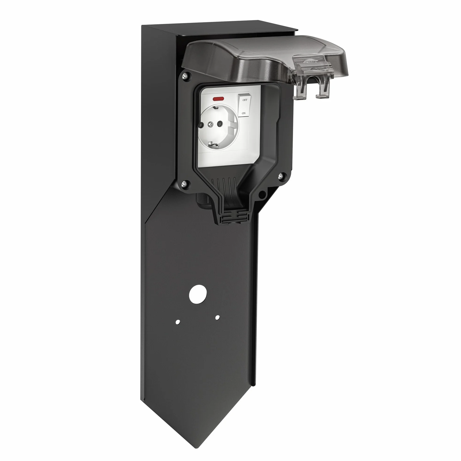 ledscom.de Słupek ogrodowy POXO IP65 stal nierdzewna czarny kwadratowy 40 cm