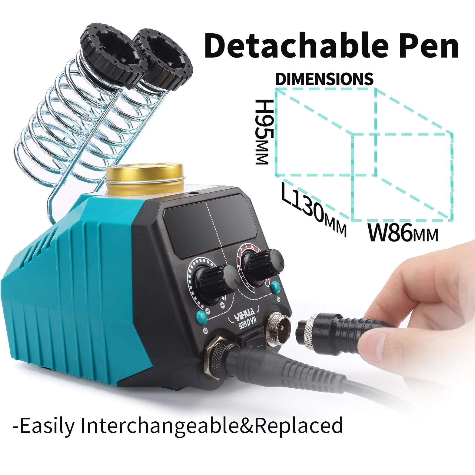 YIHUA 939D-VII profesjonalny zestaw do wypalania drewna Stacja 2 w 1 Solid-Point 200-480°C (z wyświetlaczem temperatury)/Wire-Nib 250-750°C z 23 końcówkami, 25 stałymi punktami