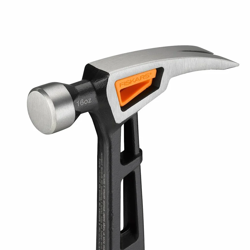 Fiskars Młotek stolarski IsoCore M, Długość: 34 cm, Waga: 0,82 kg, Czarny/ pomarańczowy, 1020213