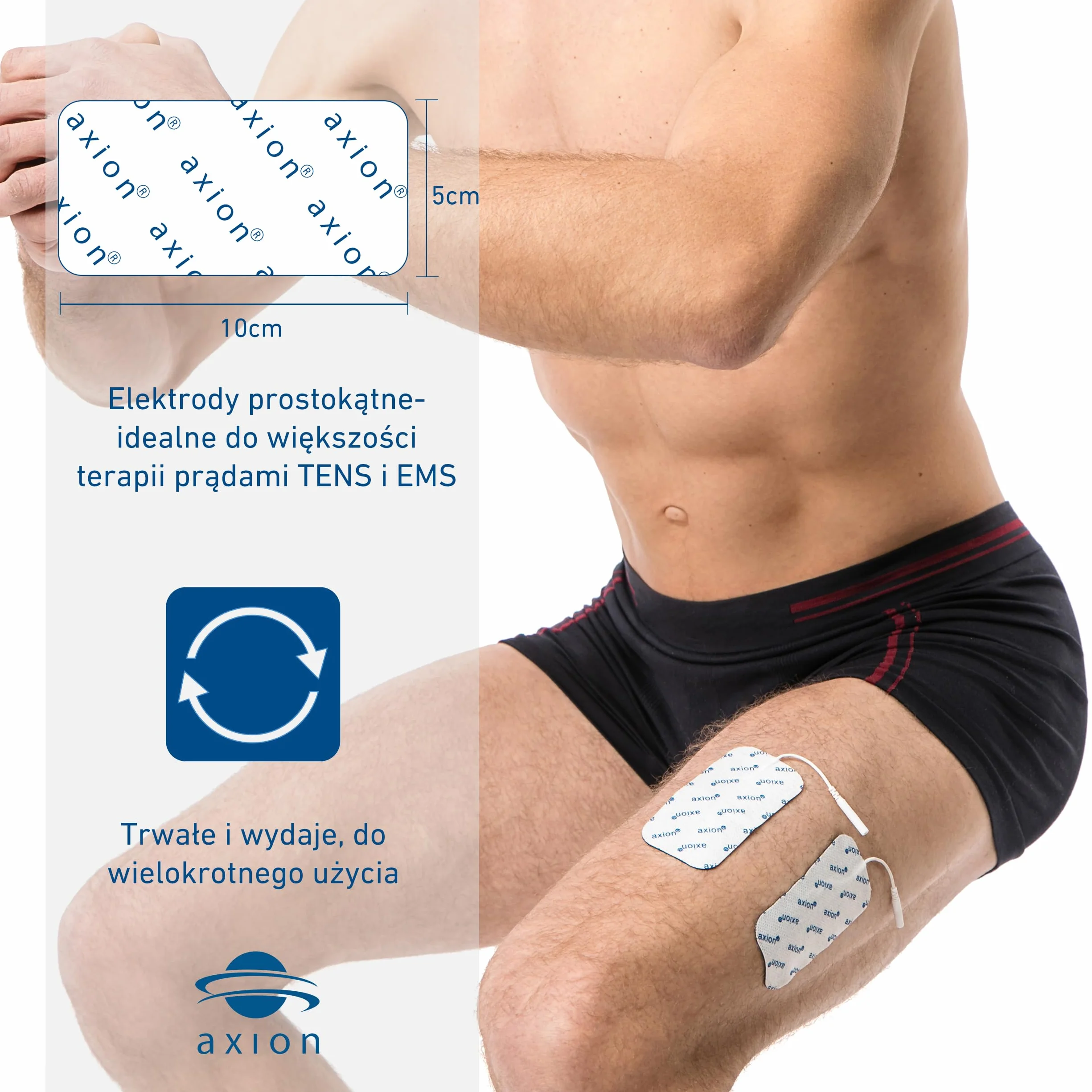 Elektrody żelowe samoprzylepne 10x5 cm do elektrostymulatora EMS TENS 16 szt.