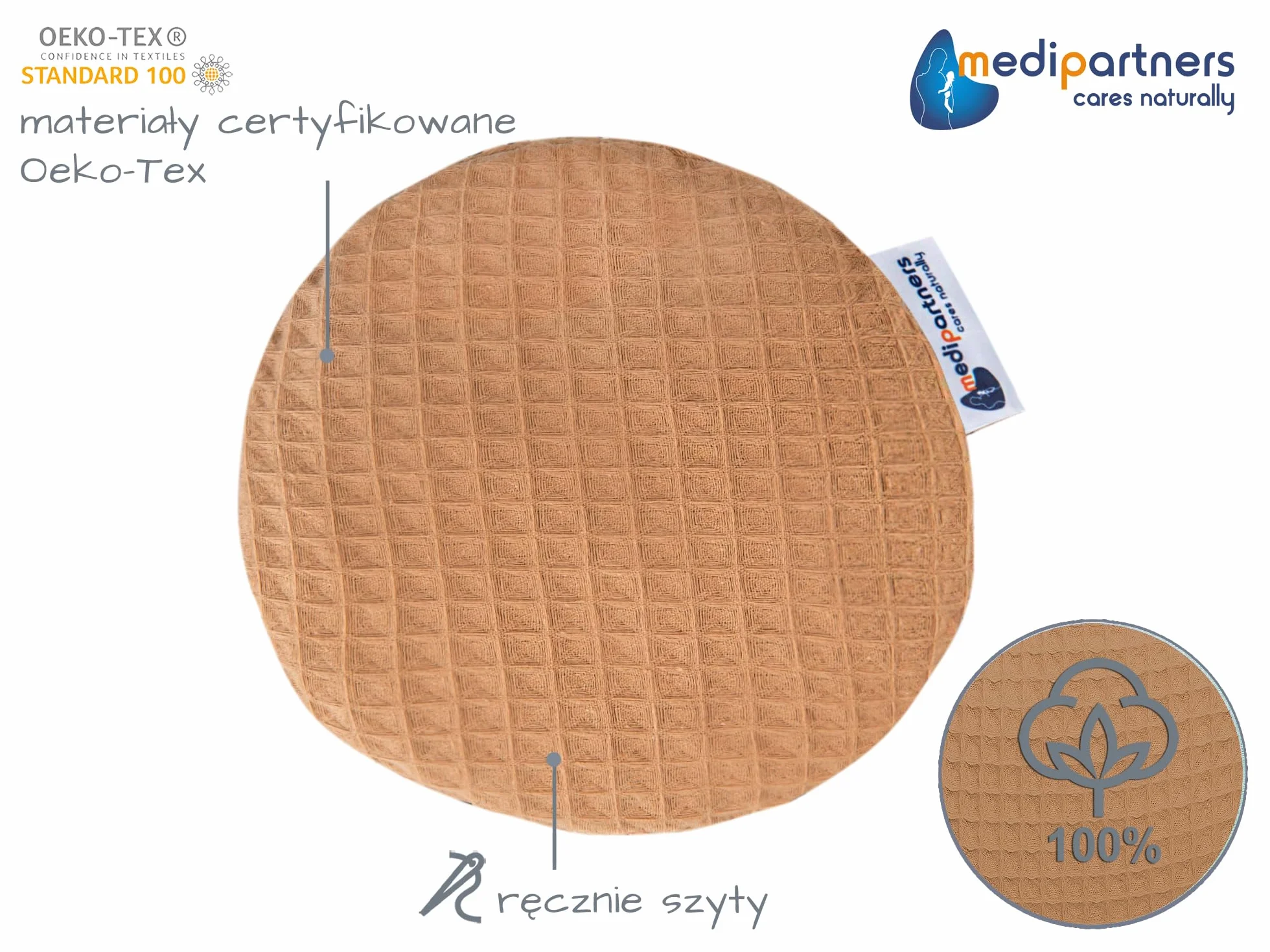 Medi Partners Termofor Pestki wiśni Poduszka rozgrzewająca dla dzieci 180g 15cm Naturalny 100% Bawełna (Brąz)