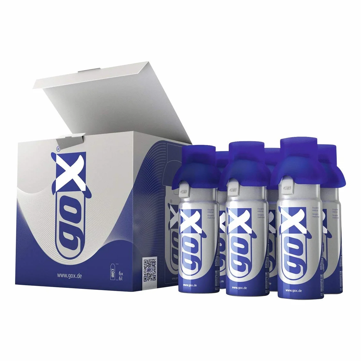 GOX Puszka Z Tlenem 36L Zestaw 6 Przenośnych Inhalatorów Tlenowych 6L Czysty Tlen 99,5%