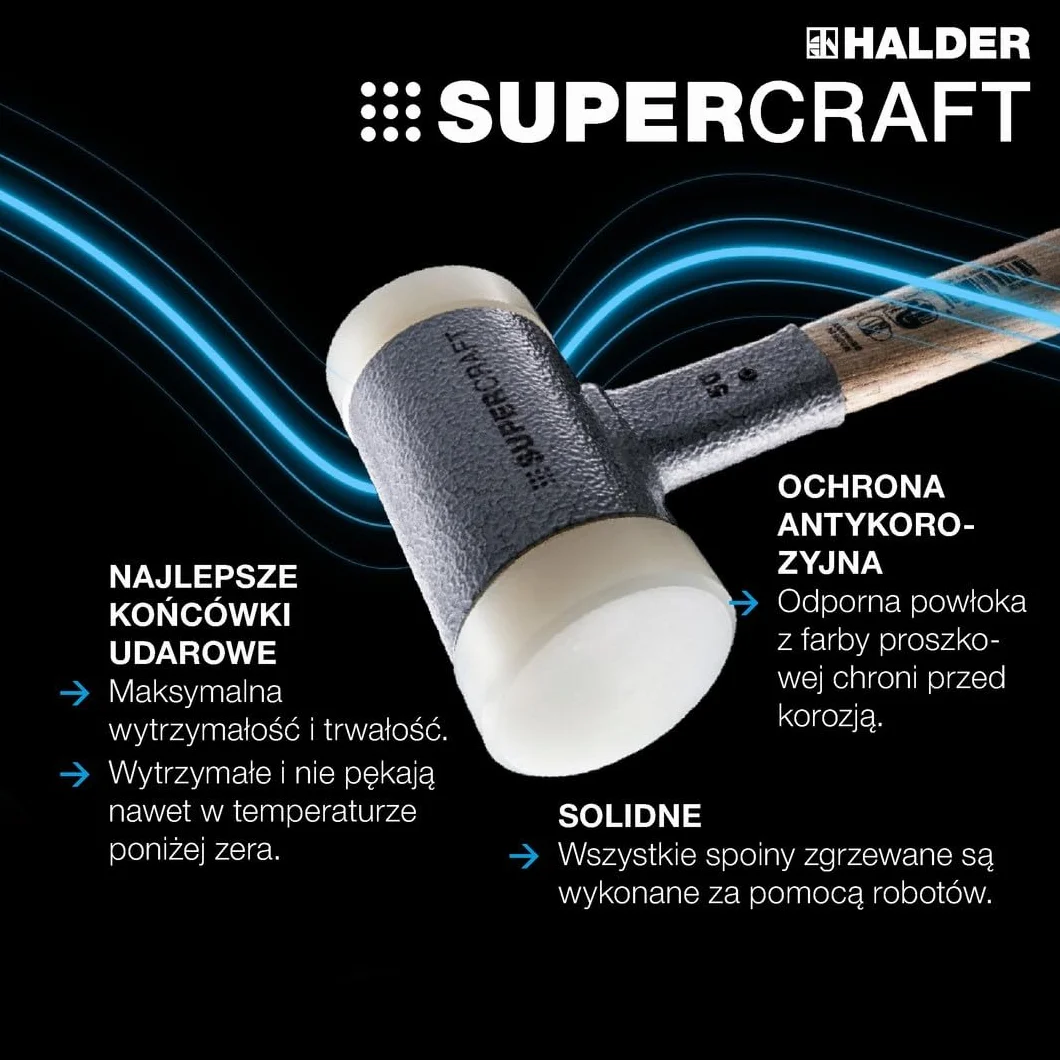 Supercraft młot kowalski, z tłumiącym drgania, ergonomicznie ukształtowanym i lakierowanym trzonkiem hikorowym, śr. = 100 mm/waga = 7050 g | 3366.107