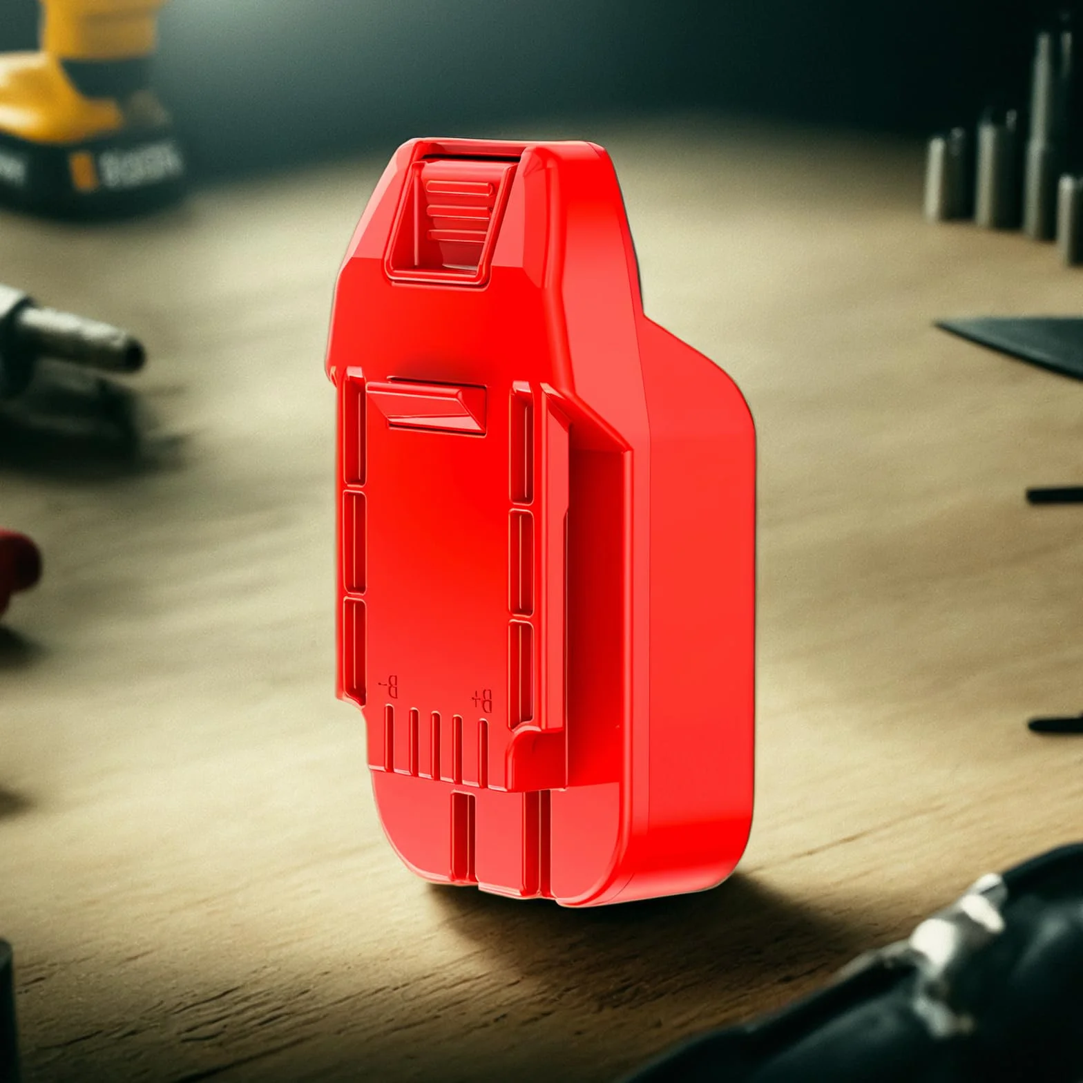 Adapter kompatybilny z narzędziami bezprzewodowymi Bauer 20 V do akumulatorów litowych DeWalt 20 V MAX XR Slider, pojedynczy adapter, czerwony, standardowy