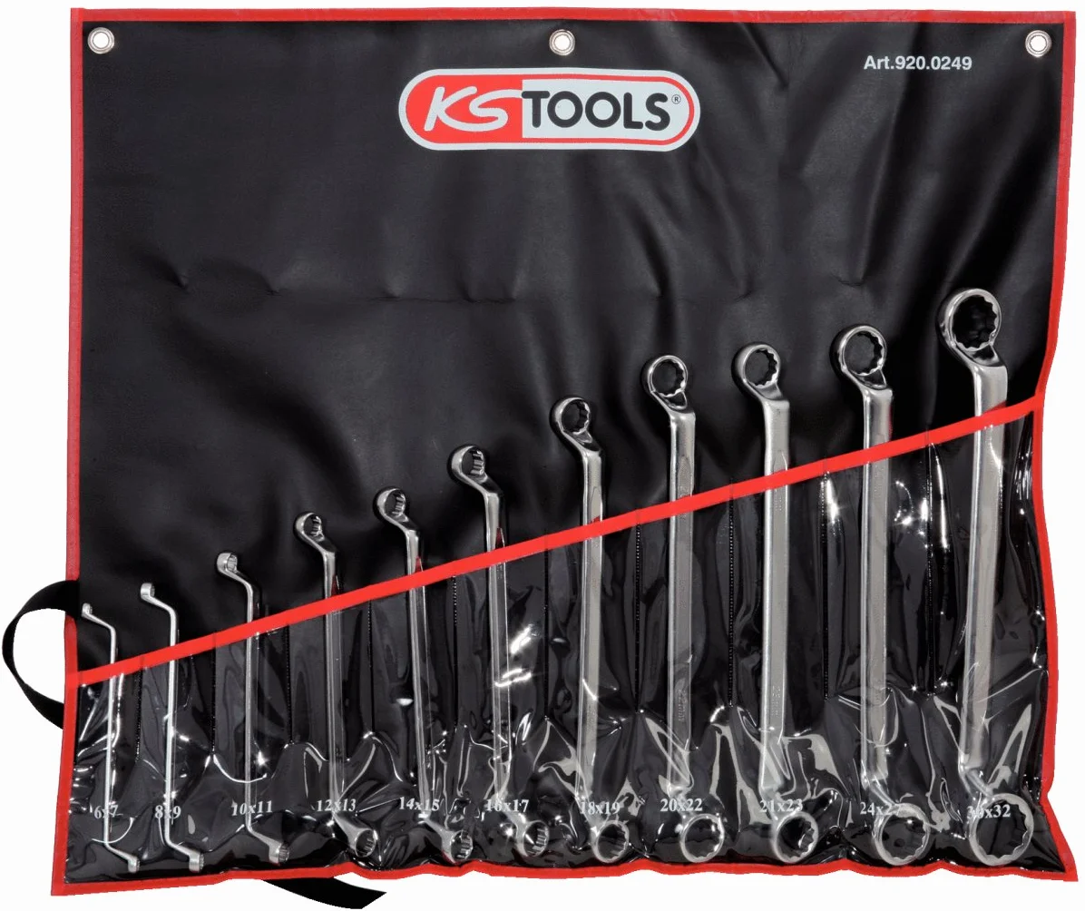 KS Tools 920.0249 ULTIMATEplus zestaw kluczy płasko-oczkowych, offset, 11 szt