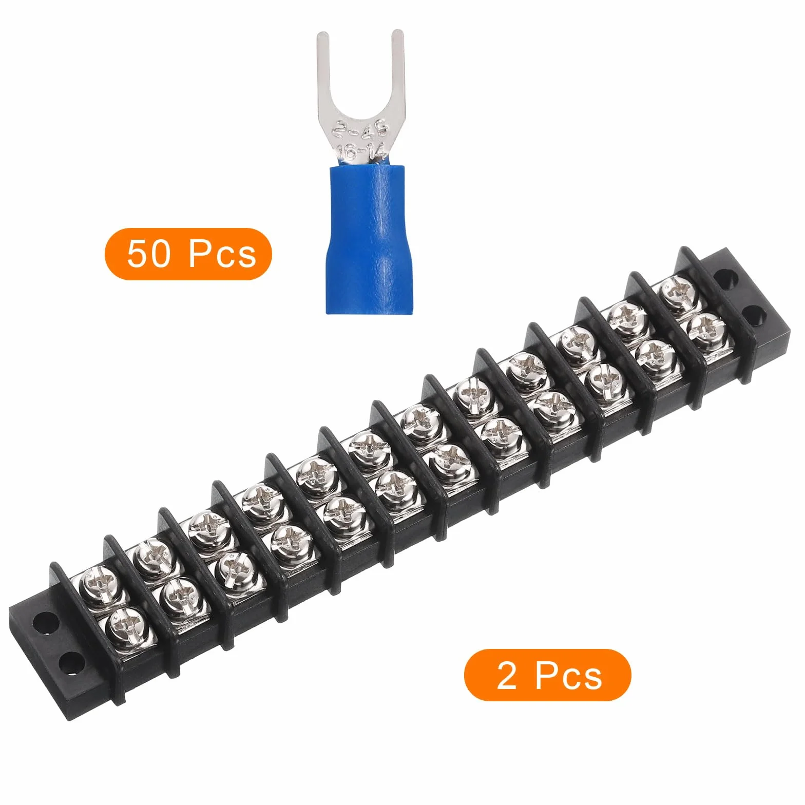 QUARKZMAN 2 sztuki bloku zacisków 200-450 V, 20-30 A, podwójne rzędy 12P DIN Strip zaciski śrubowe z 50 szt. Złącza termokurczliwe do kabli