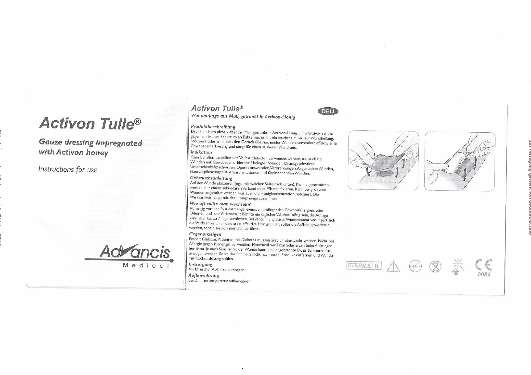 ACTIVON Tiul - 5 cm x 5 cm opatrunek z dzianiny wiskozowej ozdobiony 100% miodem manuki (5 cm x 5 cm) x 5 cm x 5 - 5 opatrunków