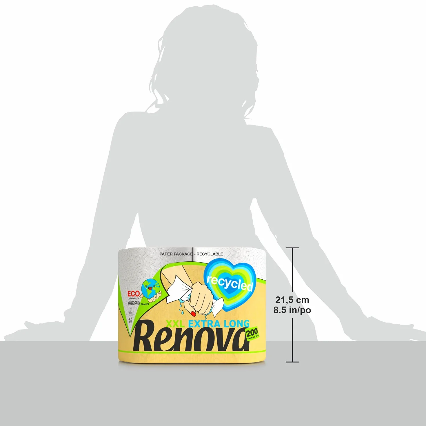 Renova Xxl Extra Long 200092167 Ręcznik Papierowy, Biały, 2 sztuki