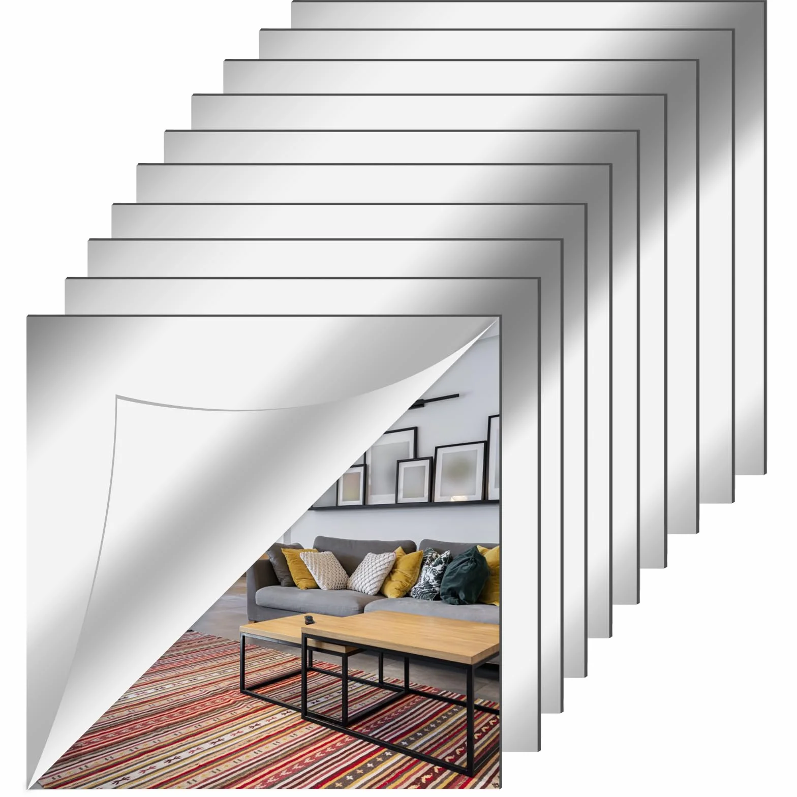 Lustrzane naklejki ścienne 20×20 cm Relota 10 sztuk