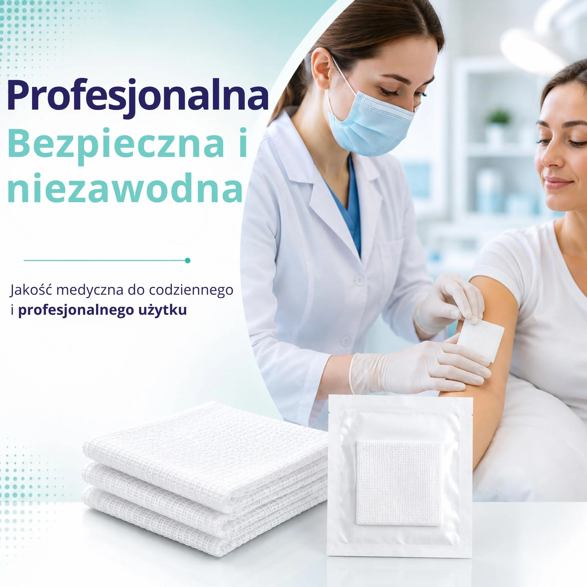 Kompresy Sterylne z Gazy 8x6 cm 50 szt. 8-warstwowa Bawełniana Jałowa Wyrób Medyczny