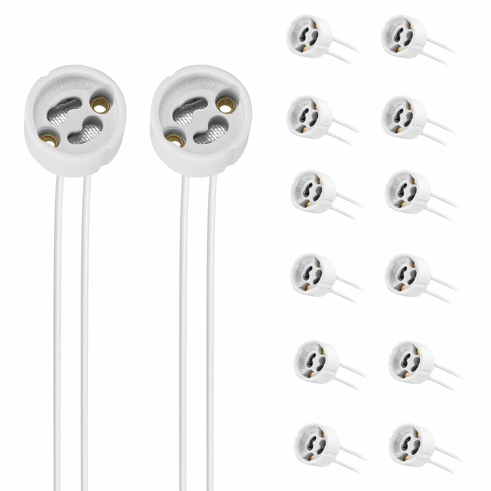 Powice Oprawka GU10, 15 cm oprawka lampy z ceramiki, 12 oprawek GU10, oprawka GU10 z kablem, VDE i CSA, ceramiczna podstawa GU10 do LED, żarówek, halogenów i lamp