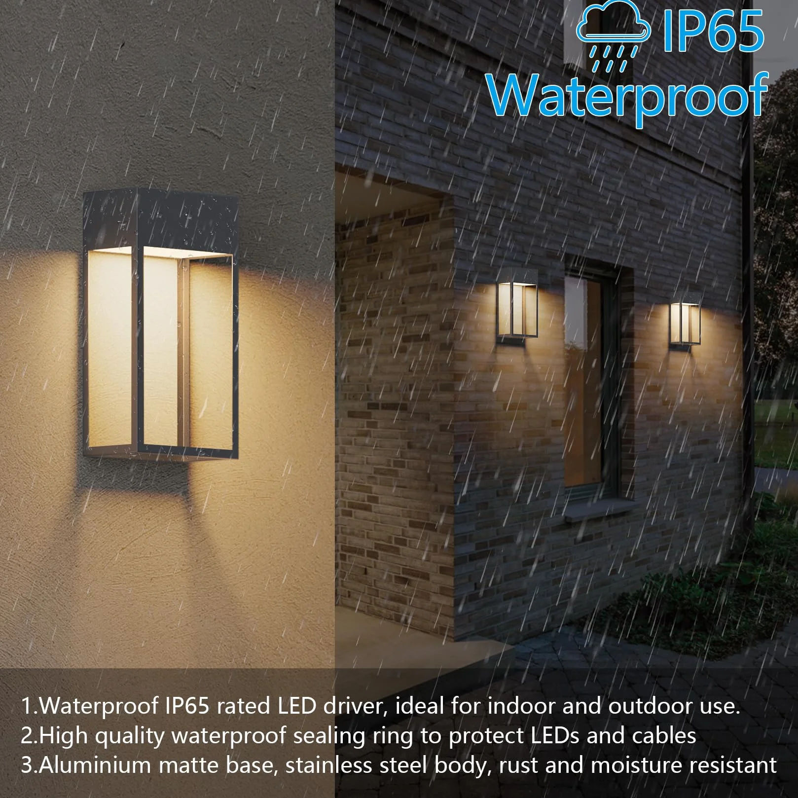 Klighten 24 W LED kinkiet zewnętrzny, 3000K kinkiet, IP65 nowoczesna lampa ścienna aluminiowa, do ogrodu/tarasu/patio, 1545LM, ciepła biel, antracyt