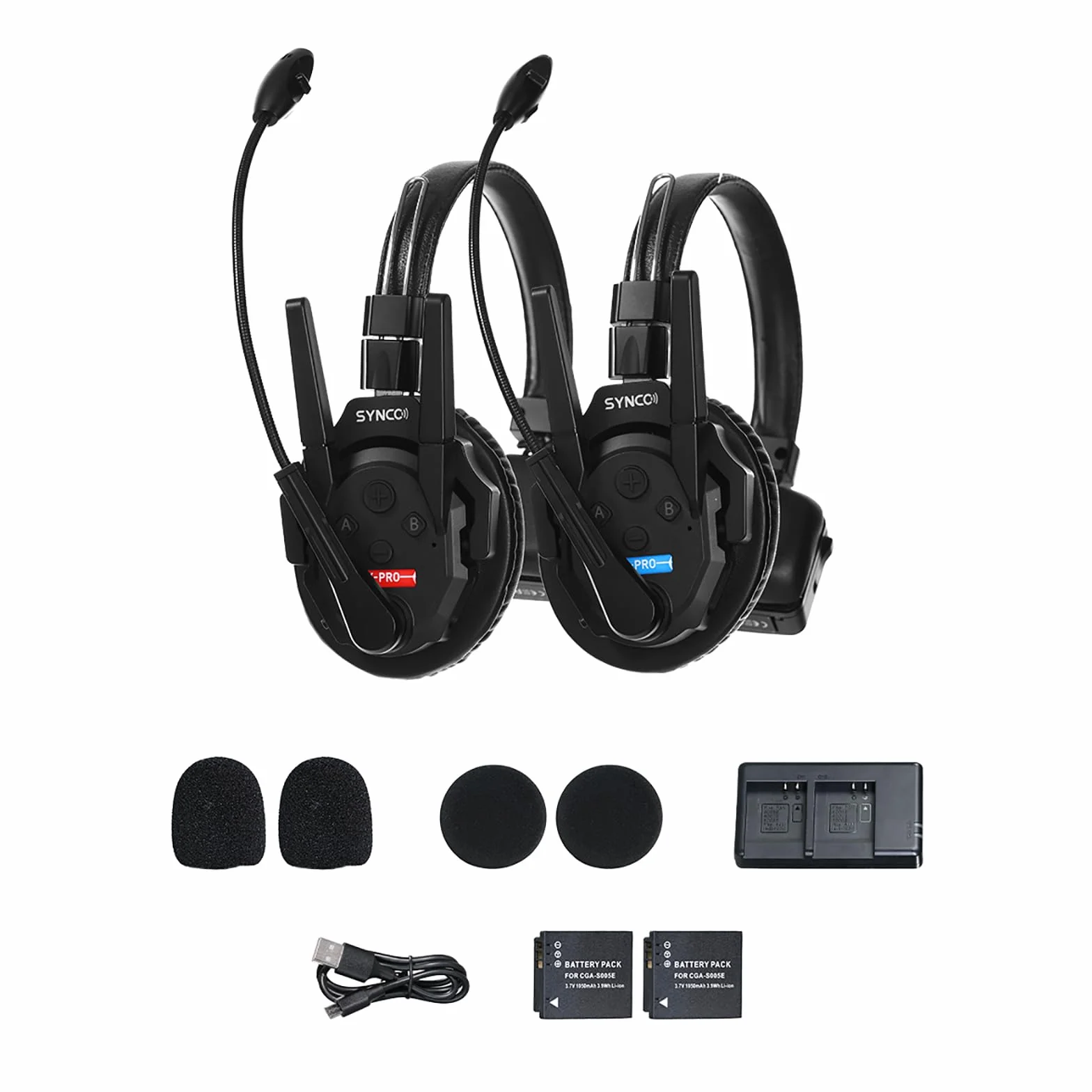 SYNCO XTalk XPro bezprzewodowy interkomowy zestaw słuchawkowy 2,4 GHz, pełny dupleks, losowy, główny design, 500 m, bateria 24 h (XPro2, 2 szt.)