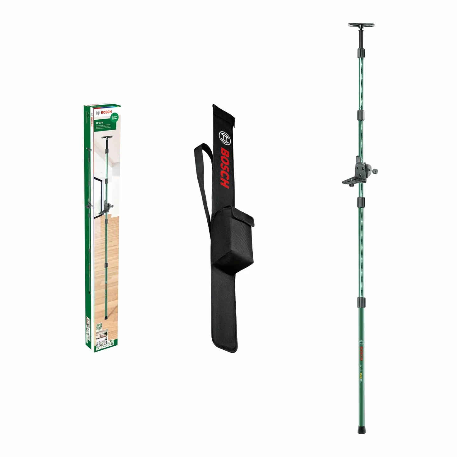 Bosch Kolumna teleskopowa TP 320 (regulacja wysokości w zakresie 106 – 320 cm umożliwia szybkie i elastyczne pozycjonowanie laserów krzyżowych, opakowanie kartonowe)
