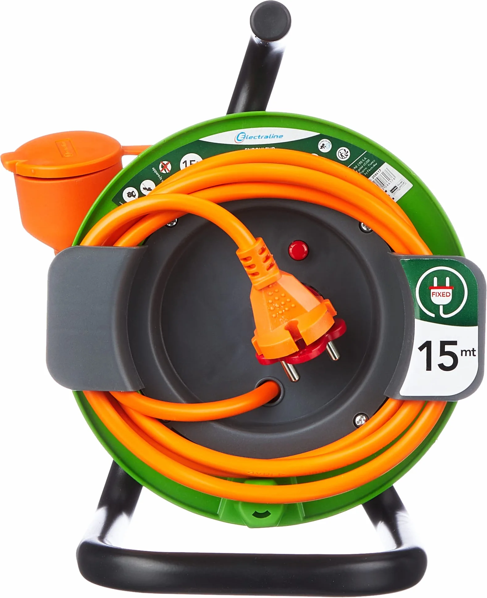 Electraline 208617 Bęben Kablowy do Ogrodu, Zielony, 15 m
