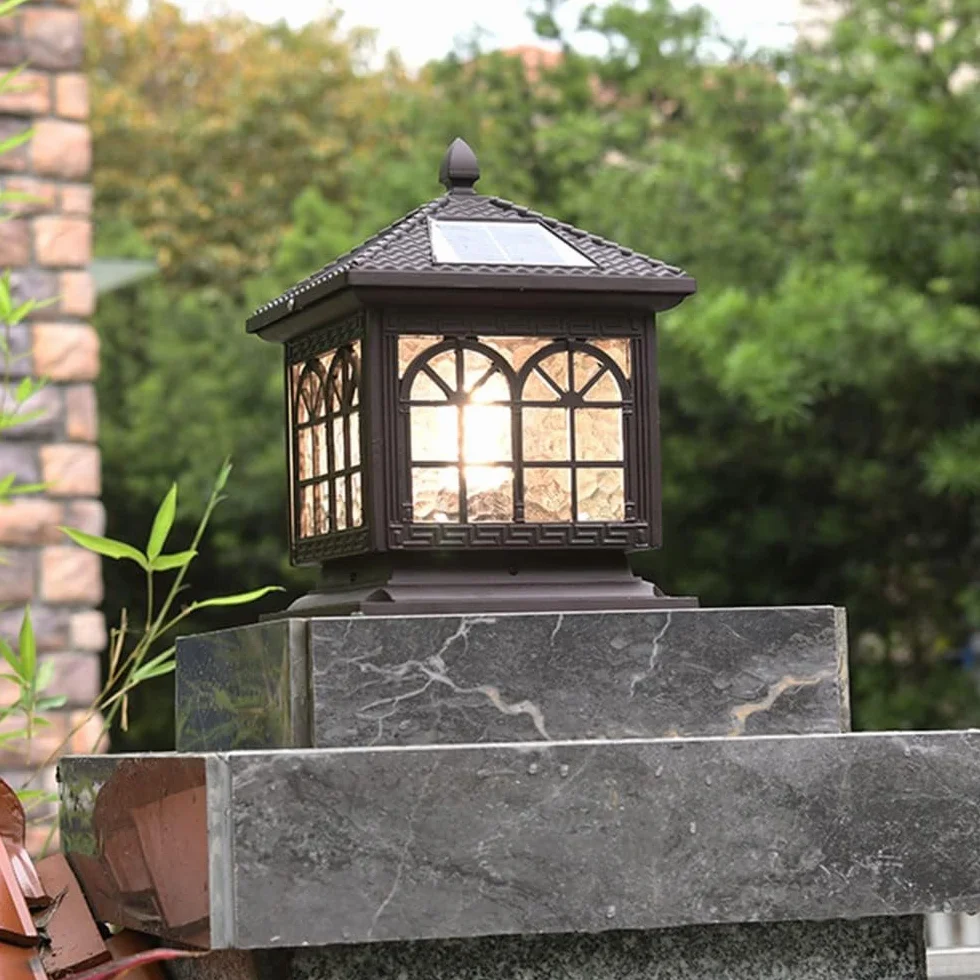Oświetlenie solarne na słupkach, oświetlenie ogrodzeniowe, oświetlenie zewnętrzne na słupkach, oświetlenie krajobrazowe, lampy z podstawą na filarze - ogrodzenie, taras, patio(50cm)