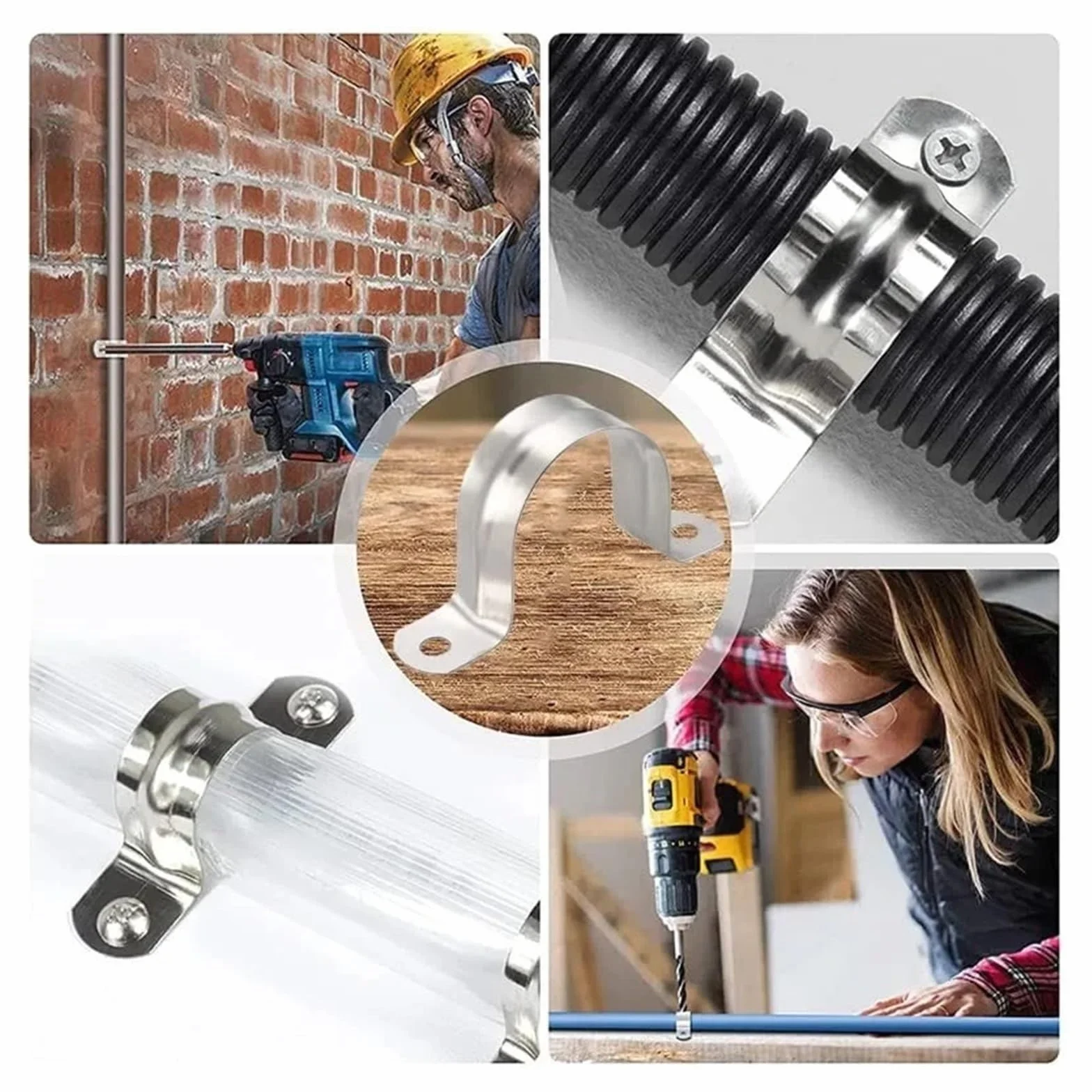 50 sztuk zaciski kablowe ze stali nierdzewnej pasek z dwoma otworami wspornik U sztywny pasek rurowy metalowy zacisk zaciski napinające Heavy Duty M5-M140(M140-50pcs)